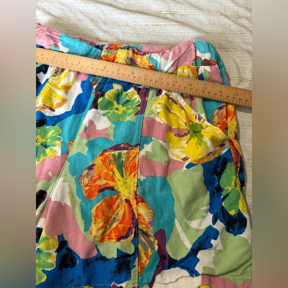 Hester & Orchard linen blend floral shorts size large pull on vacation summer - Picture 6 of 8